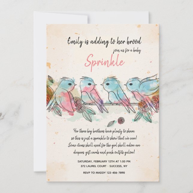 Invitation de quatre petits oiseaux (Devant)