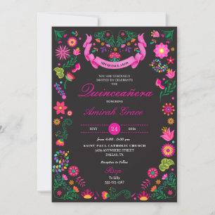 Invitation de Quinceañera à la broderie mexicaine