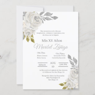 Invitation de Quinceanera à la fleur blanche