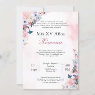 Invitation de Quinceañera à la Fleur de printemps 