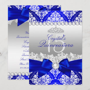 Invitation de Quinceanera à nœud papillon en damas