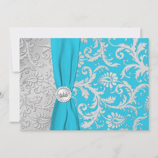 Invitation de Quinceanera aux couleurs turquoise e (Devant)