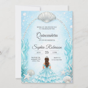Invitation de Quinceanera avec un thème océanique 