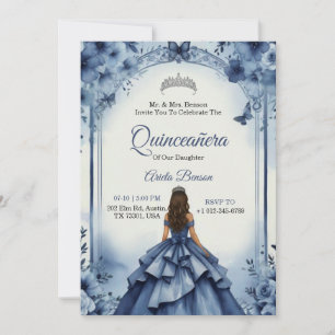 Invitation de Quinceanera avec une fille en robe b