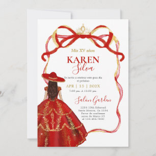 Invitation de Quinceañera Charro Rouge