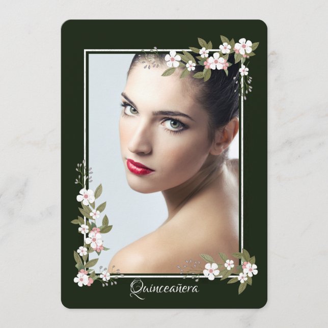 Invitation de Quinceañera de Cornouiller Blanc et  (Devant)