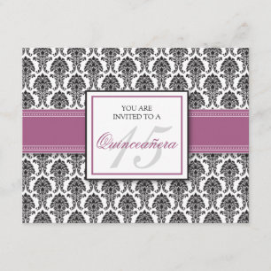 Invitation de Quinceanera de damassé de lavande