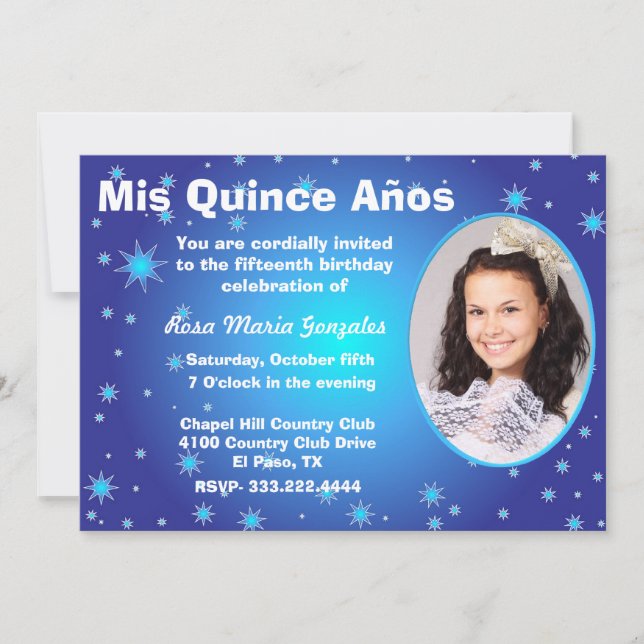 Invitation de Quinceañera de photo d'étoiles (Devant)