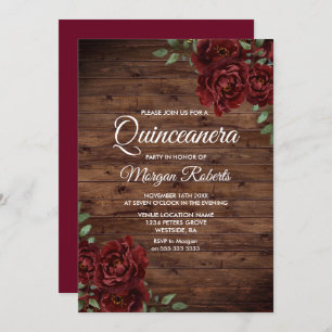 Invitation de Quinceanera en bois rustique rose ro