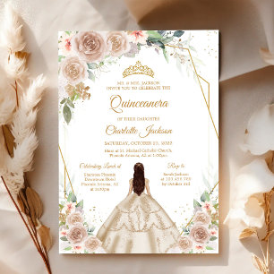 Invitation de Quinceañera en or champagne