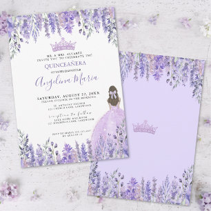 Invitation de Quinceañera Fleurie Aquarelle Violet