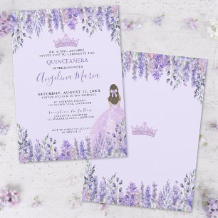 Invitation de Quinceanera Floral Lavande Purple