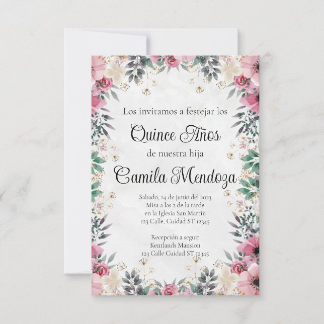 Invitation de Quinceañera/Invitation/Mariage (Devant)