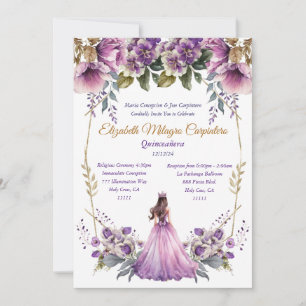 Invitation de Quinceañera lilas