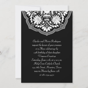 Invitation de Quinceanera, Motif latin blanc et no