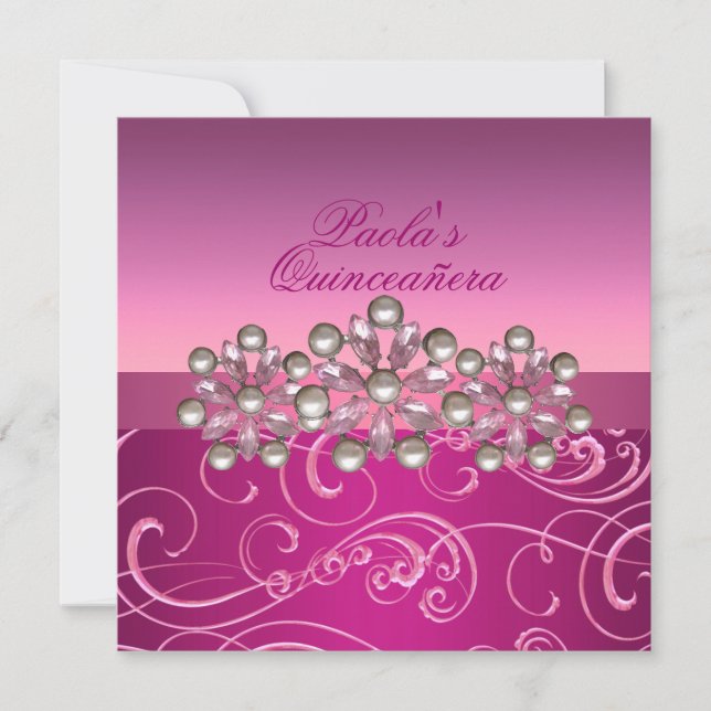 Invitation de Quinceañera Pearl Rose (Devant)