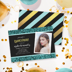 Invitation de Quinceanera photo pailletée de sarce