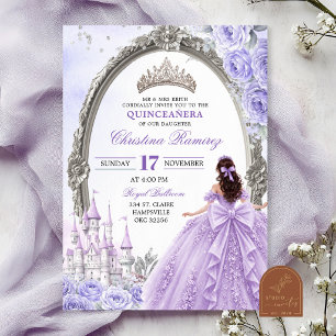 Invitation de Quinceanera Princesse Violette de Co