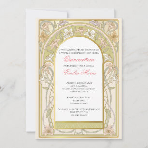 Invitation de Quinceañera rétro vintage en espagno