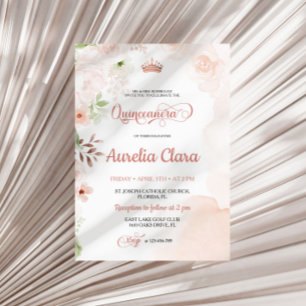Invitation de Quinceanera rose pâle