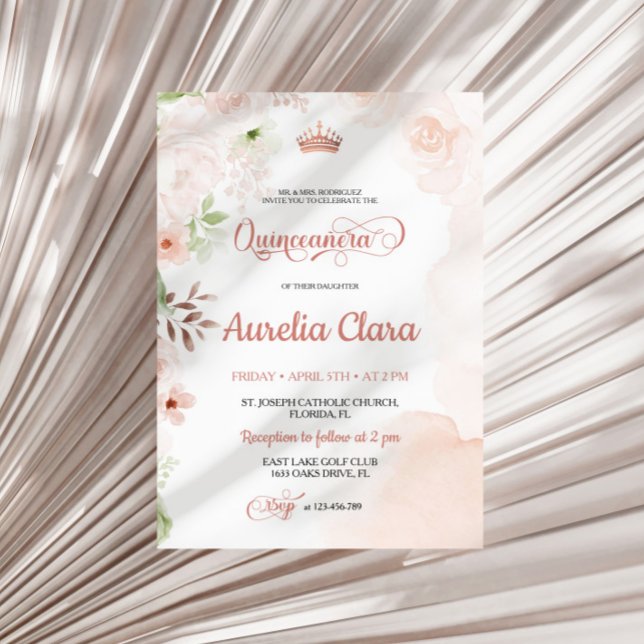 Invitation de Quinceanera rose pâle (Créateur téléchargé)
