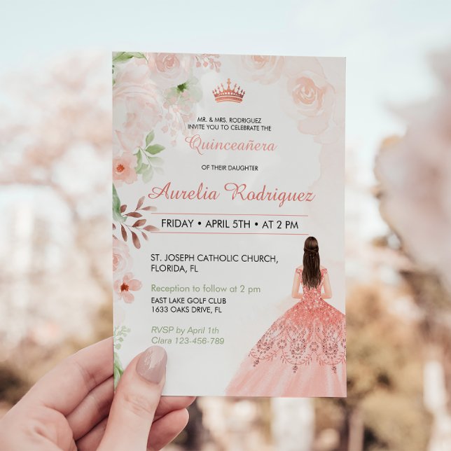 Invitation de Quinceanera rose pâle (Créateur téléchargé)