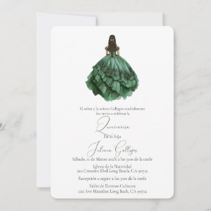 Invitation de Quinceañera silhouette verte