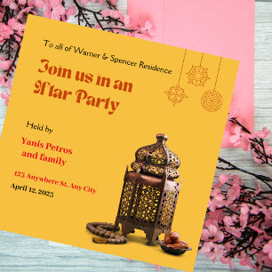 Invitation de Ramadan Iftar minimaliste orange