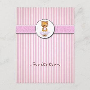 Invitation de rayure de sucrerie de rose d'ours de