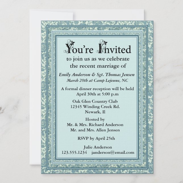 Invitation de réception après le mariage (Devant)