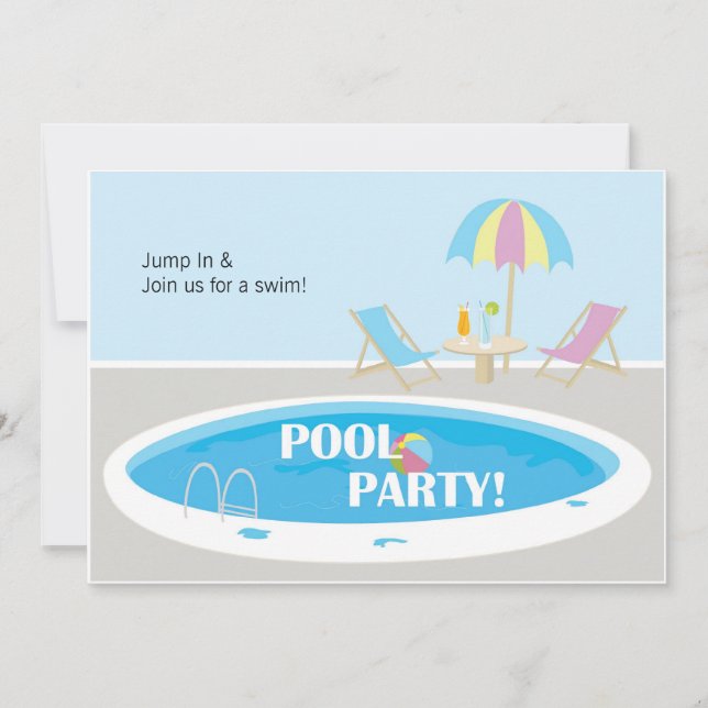 Invitation de réception au bord de la piscine (Devant)