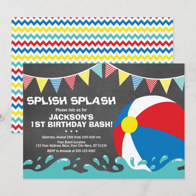 Invitation de réception au bord de la piscine de (Devant / Derrière)