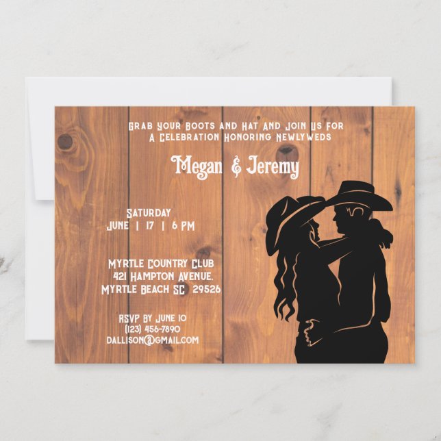 Invitation de réception de Cowgirl et Cowboy (Devant)