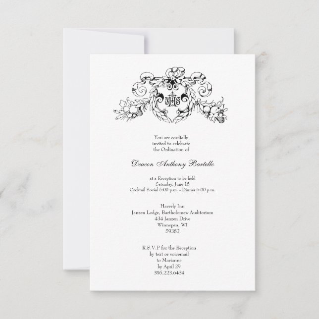 Invitation de réception de l'ordre du prêtre de di (Devant)