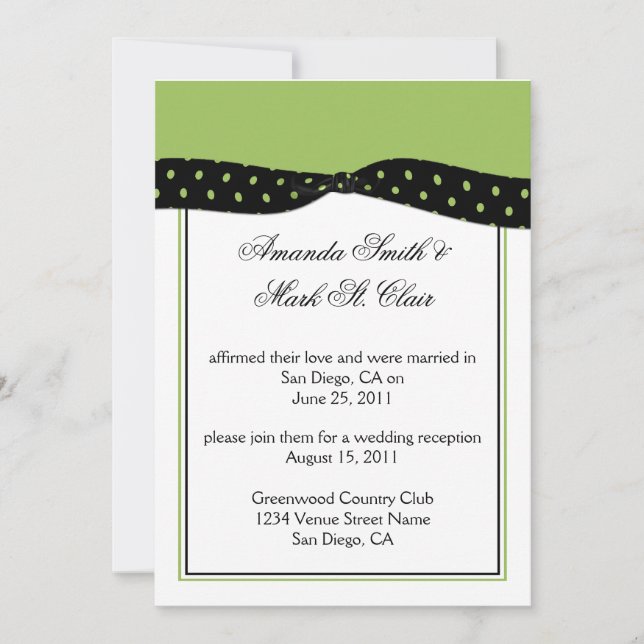 Invitation de réception de mariage après Lime Blac (Devant)