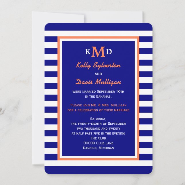 Invitation de réception de mariage après mariage - (Devant)