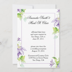 Invitation de réception de mariage après Purple Cl