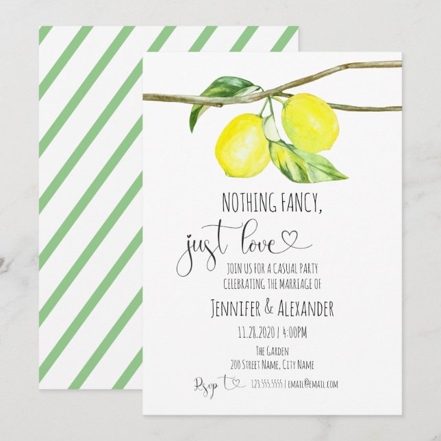 Invitation de réception de mariage au citron (Devant / Derrière)