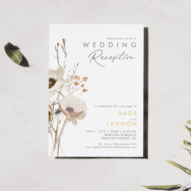 Invitation de réception de mariage aux fleurs sauv (Créateur téléchargé)