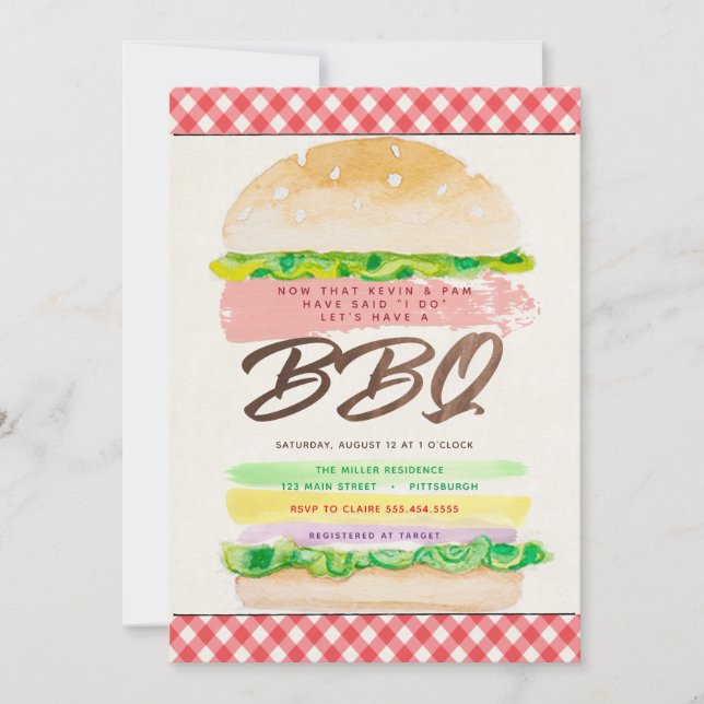 Invitation de réception de mariage BBQ (Devant)