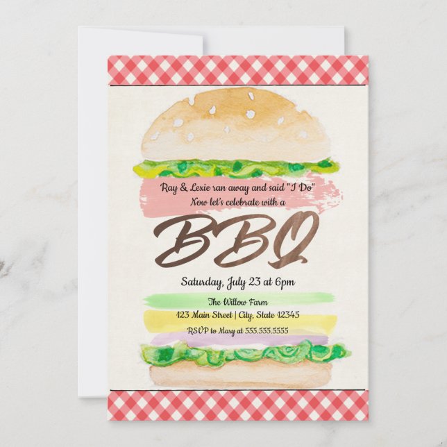 Invitation de réception de mariage BBQ (Devant)