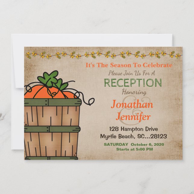 Invitation de réception de mariage BBQ d'automne (Devant)