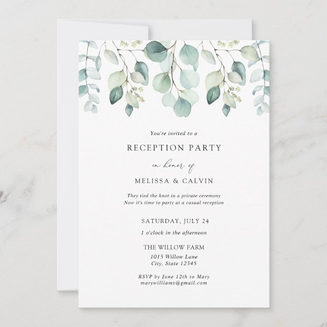 Invitation de réception de mariage décontractée à  (Devant)