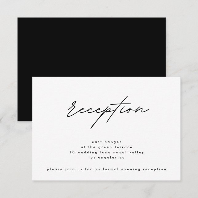 Invitation de réception de mariage élégante noir b (Devant / Derrière)