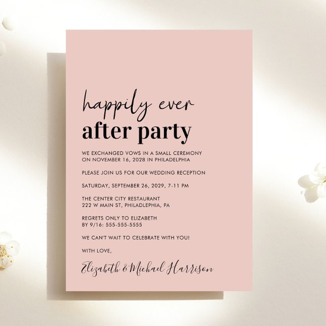 Invitation de réception de mariage minimaliste mod (An chic Happily Ever After Party invitation for your wedding celebration)