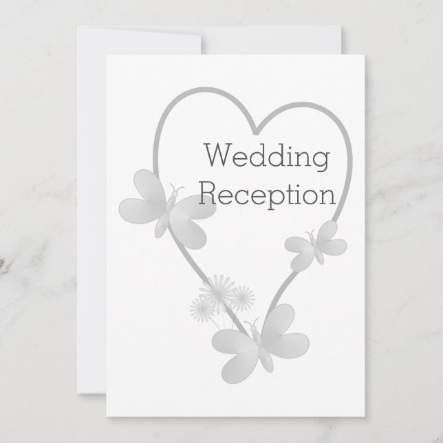 Invitation de réception de mariage Silver Heart Bu (Devant)