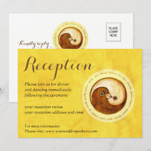INVITATION DE RÉCEPTION DE MARIAGE. Tourterelles d