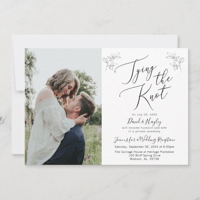 Invitation de réception de mariage "Tying the Knot (Devant)