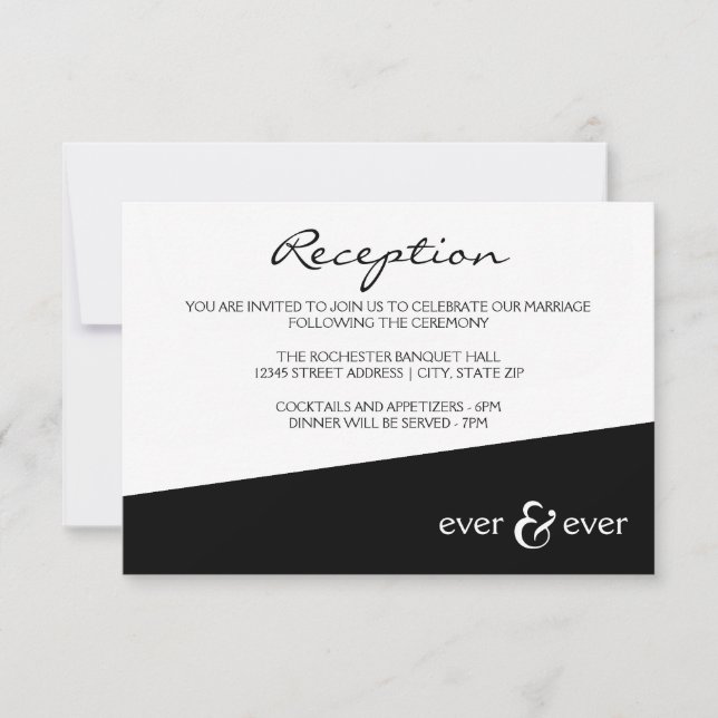Invitation de réception Ever & Ever Black Angle (Devant)