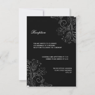 Invitation de réception - Motif floral noir/blanc